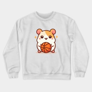 Cute hamster Play Basketball Crewneck Sweatshirt